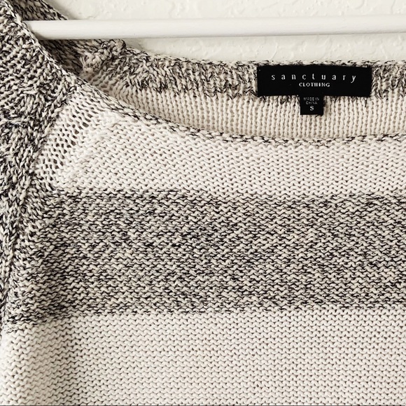 Sanctuary Striped Cream Gray Knitted Sweater Small - Picture 2 of 5